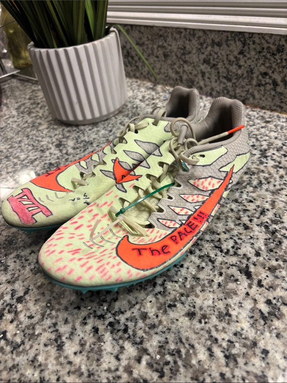 Nike Kids Neon Green and Orange Track Spikes